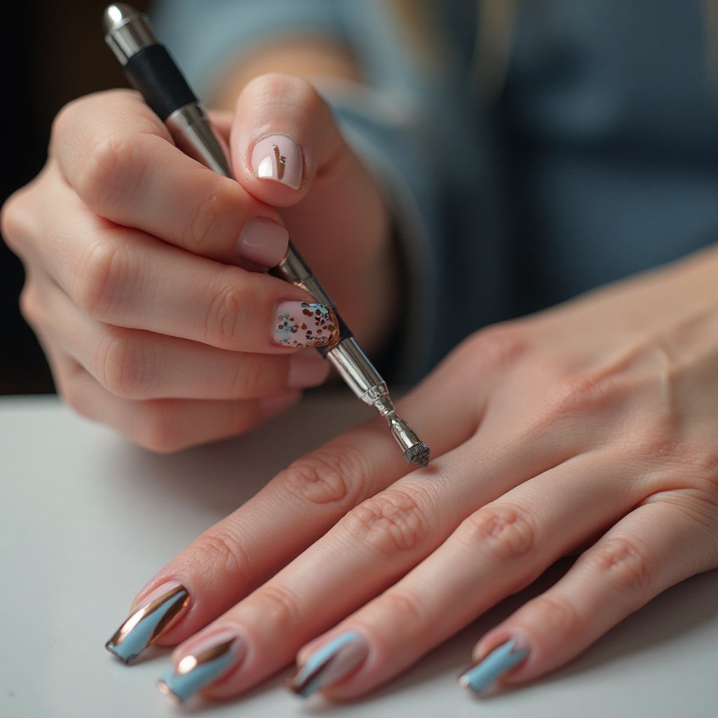 AROIC Acrylic Nail Brush Set Review: Is It Worth It in 2026? 2 acrylic brushes in action