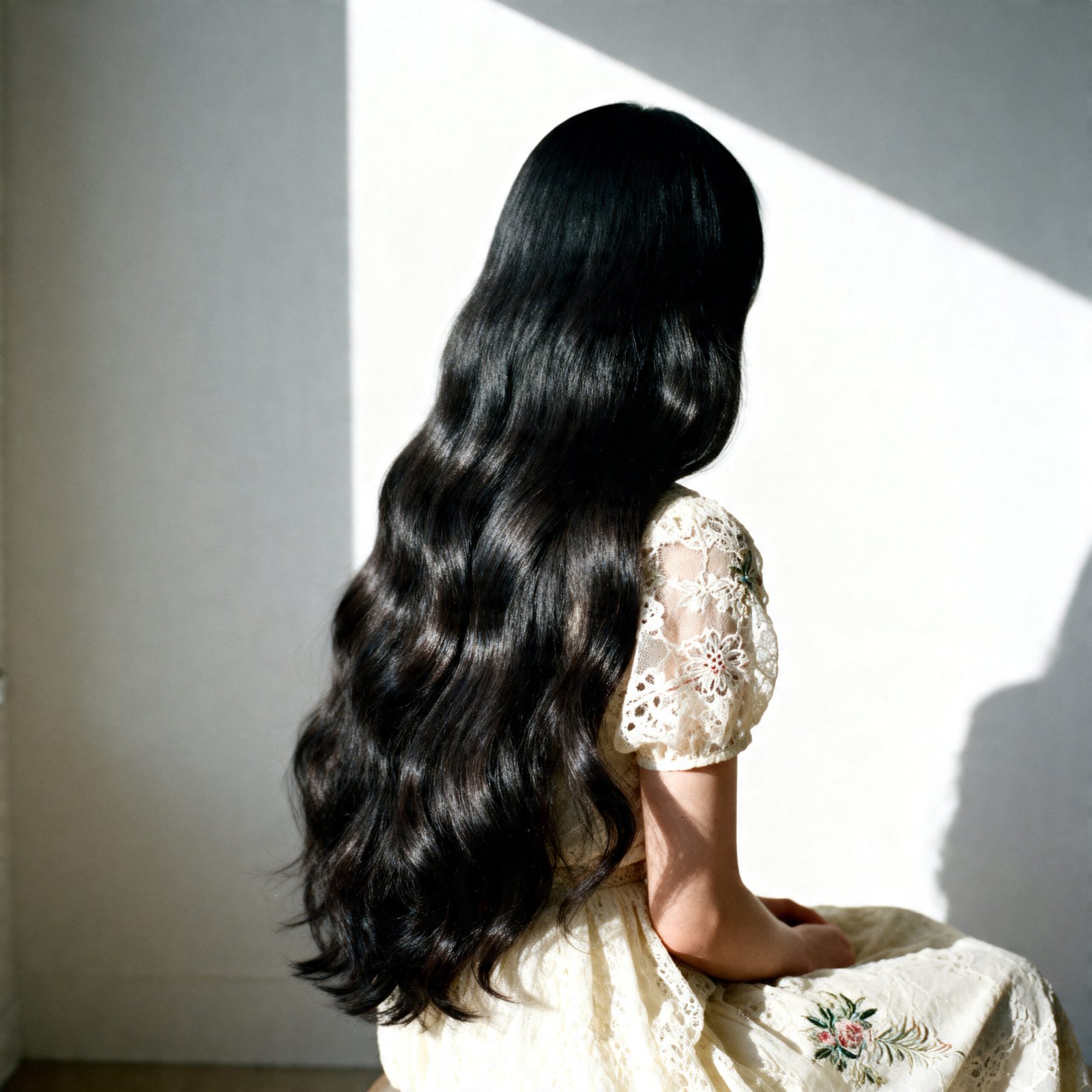 black hair in action